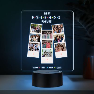 Personalized Best Friend Forever Photo Collage LED Lamp with Multicolored Light Birthday Gift for Bestie Memorable Gift for Friends